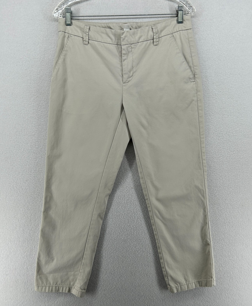 GARNET HILL Pants M Twill Cotton Cropped Tapered Chino Trouser Beige